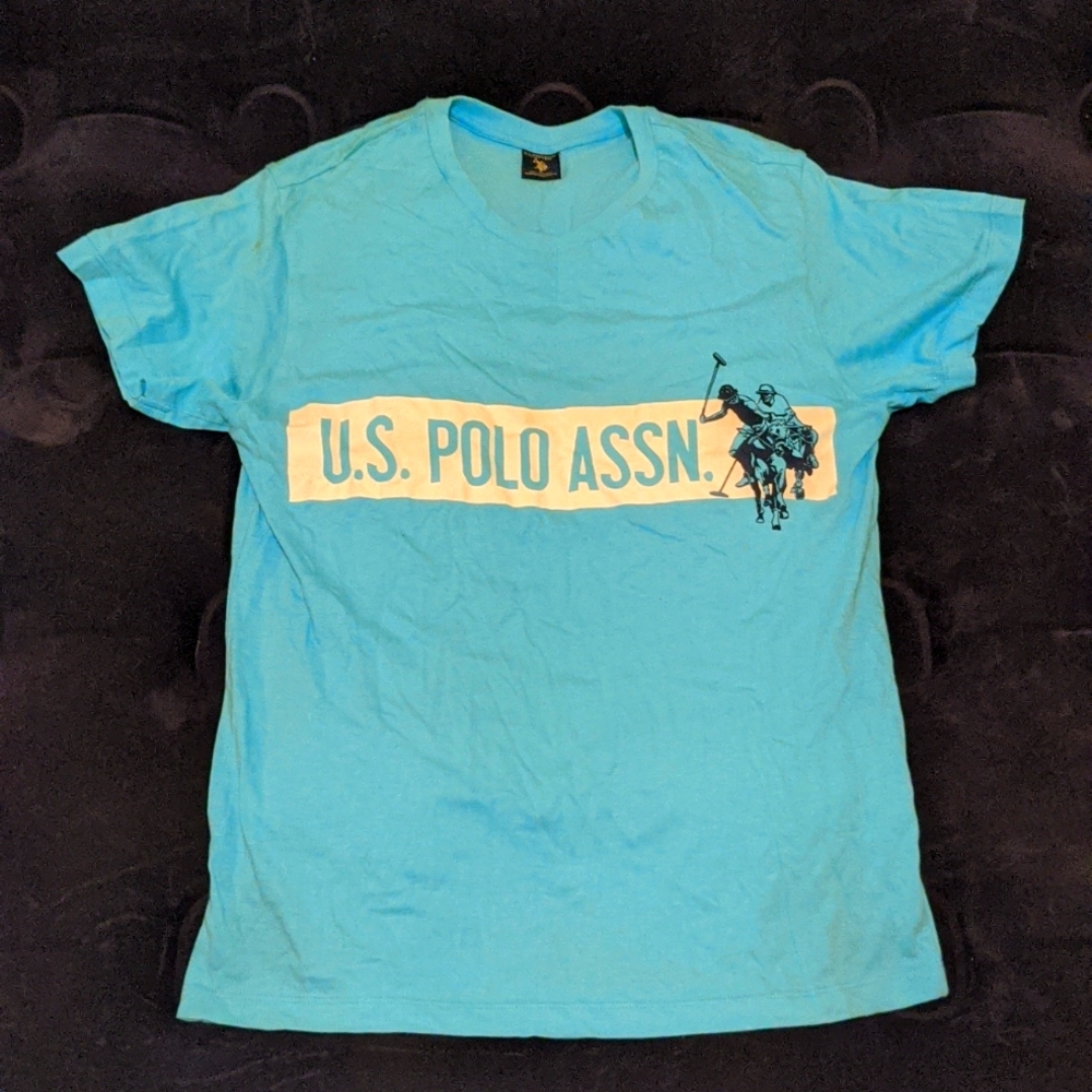 Small turquoise "U.S. polo assn." shirt.